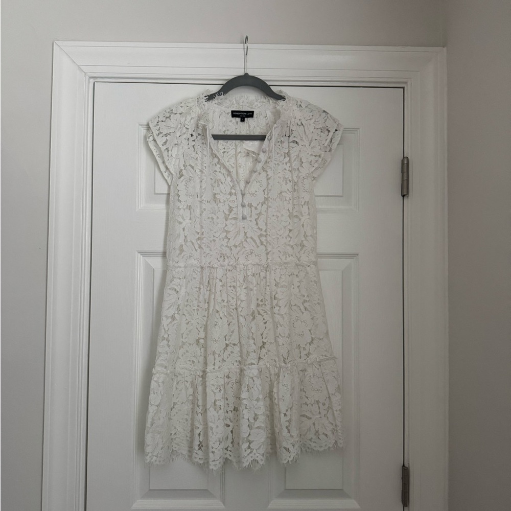 White Lace V-Neck Summer Dress
